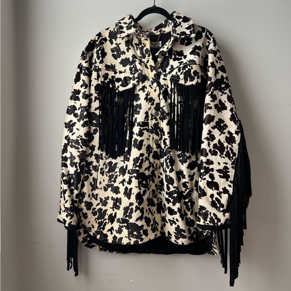 IDYLLWIND WOMEN'S HAIR-ON COW HIDE FRINGE SHACKET Size XL - Picture 5 of 11